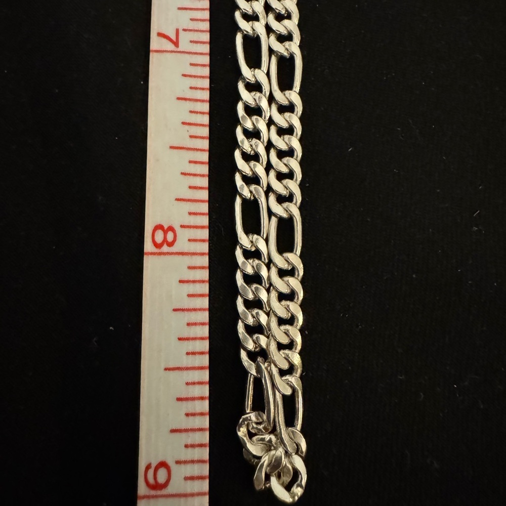 Silver Tone Figaro Chain Necklace - 18” - Picture 5 of 8